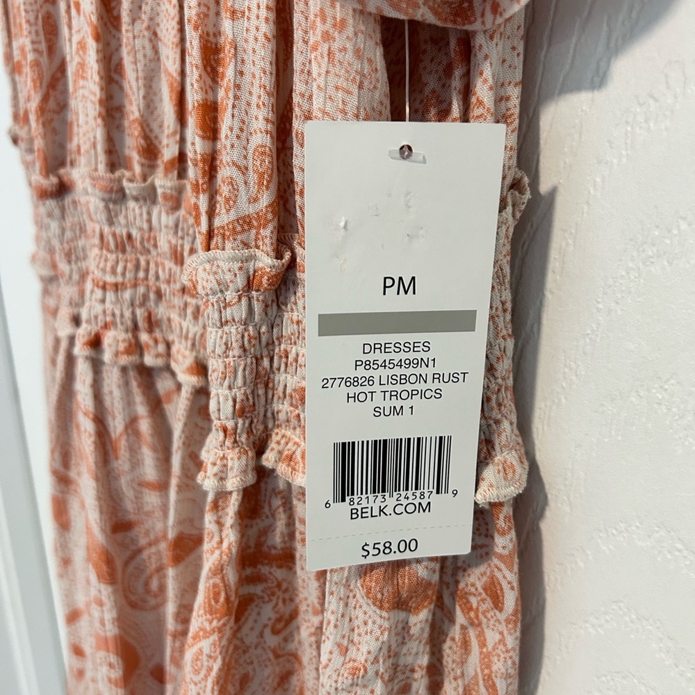 NWT New Directions Off-Shoulder Paisley Midi Dress w Flutter Sleeves. Size PM - Picture 8 of 10